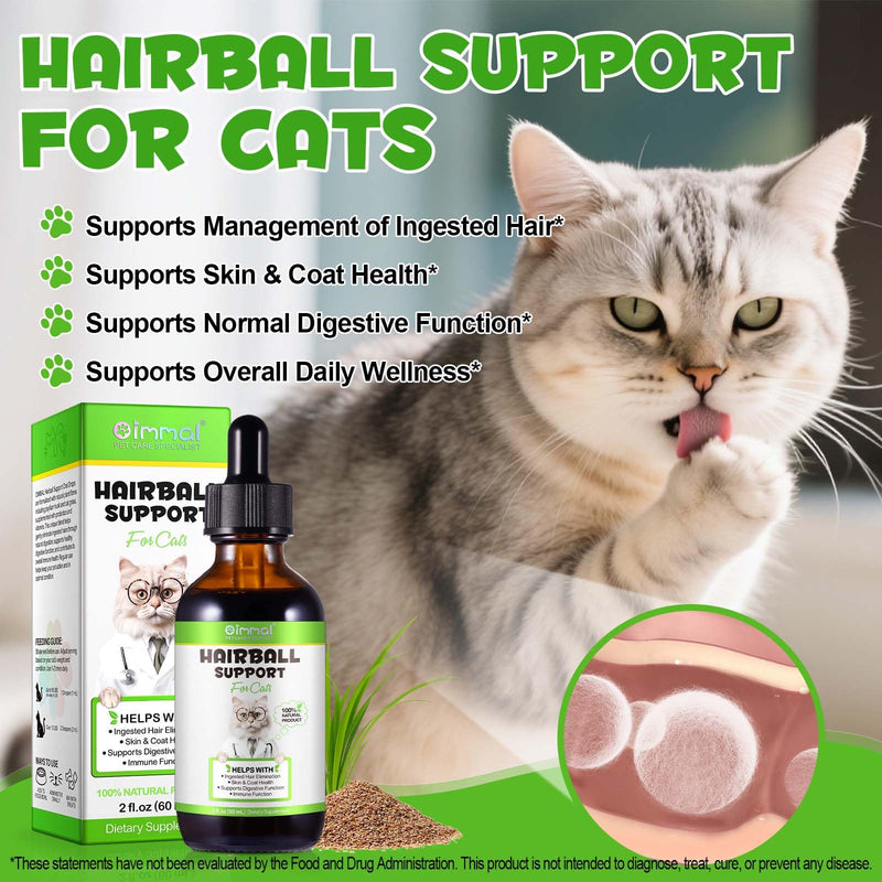 Cat Hairball Remedy Drops, Hairball Treatment for Cats & Kittens with Natural Ingredients, Helps Eliminate and Prevent Hairballs, Cat Grass Flavor, Supports Digestion & Skin Health for All Breeds