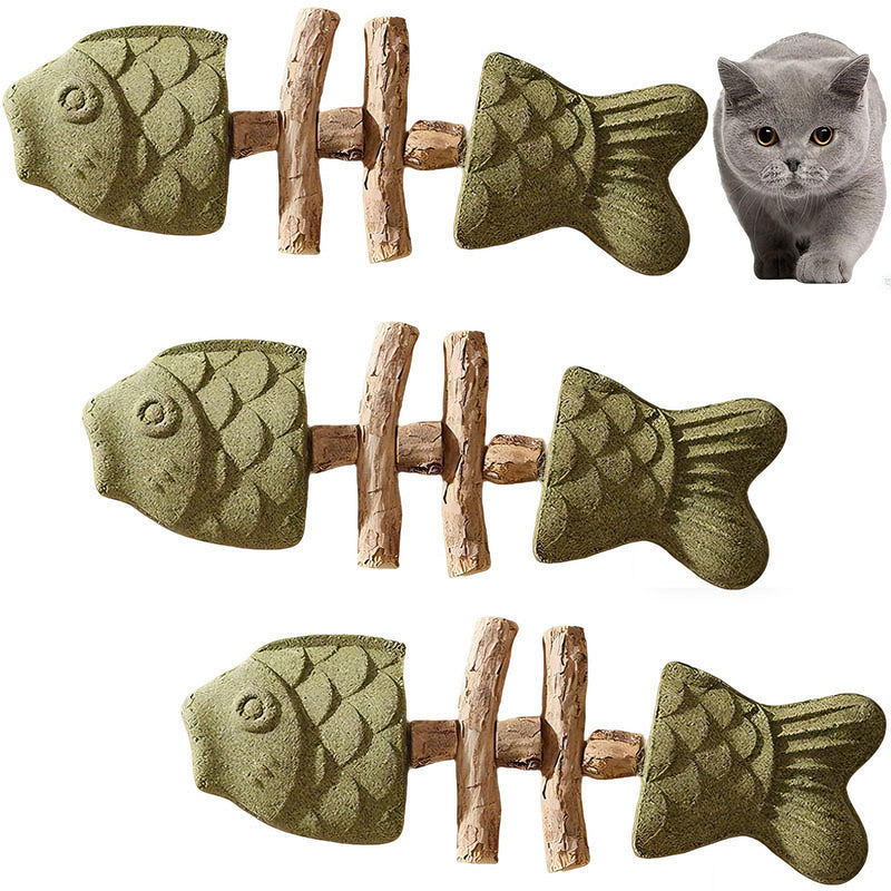 Purrident - Fix Cat Dental Health, Natural Dental Chew for Cats, Fishbone Shape Cat Teething Toy with Catnip, Durable Feline Tooth Care Tool for Indoor & Adult Cats (3PCS-D) 3PCS-D