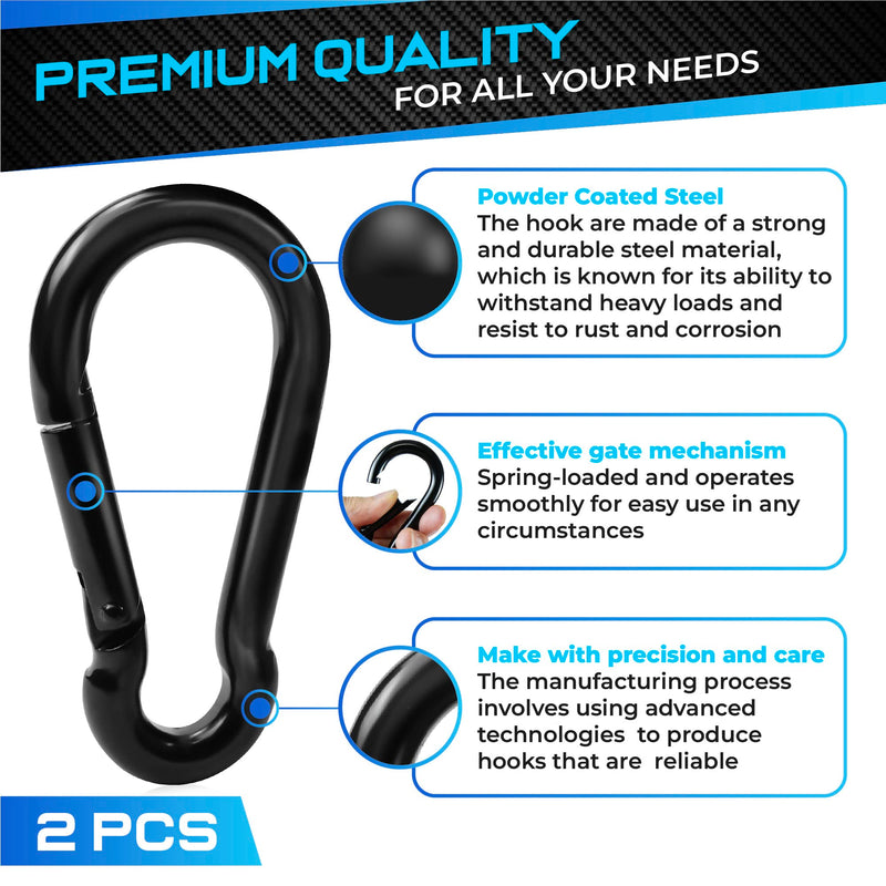2Pcs 4In Spring Snap Hooks 700LBS Capacity, Carabiner Clip, Heavy Duty Rope Connector, Quick Link Carabiners Spring Snap Hooks for Indoor & Outdoor Activity, Camping, Climbing, Fishing, Hiking 2Pcs 4In