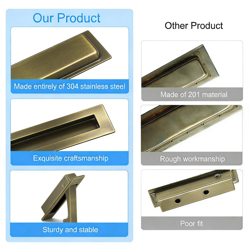 Dontay Pocket Door Handles,Recessed Pull,Non Lock Flush Hardware,Bronze,6''