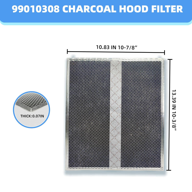 S99010308 Carbon Replacement Filter compatible with Broan QS WS BPSF30 GE: WB02X10707 NON-Ducted Range Hood Charcoal Filters 10.8" X 13.3" (2-Pack)