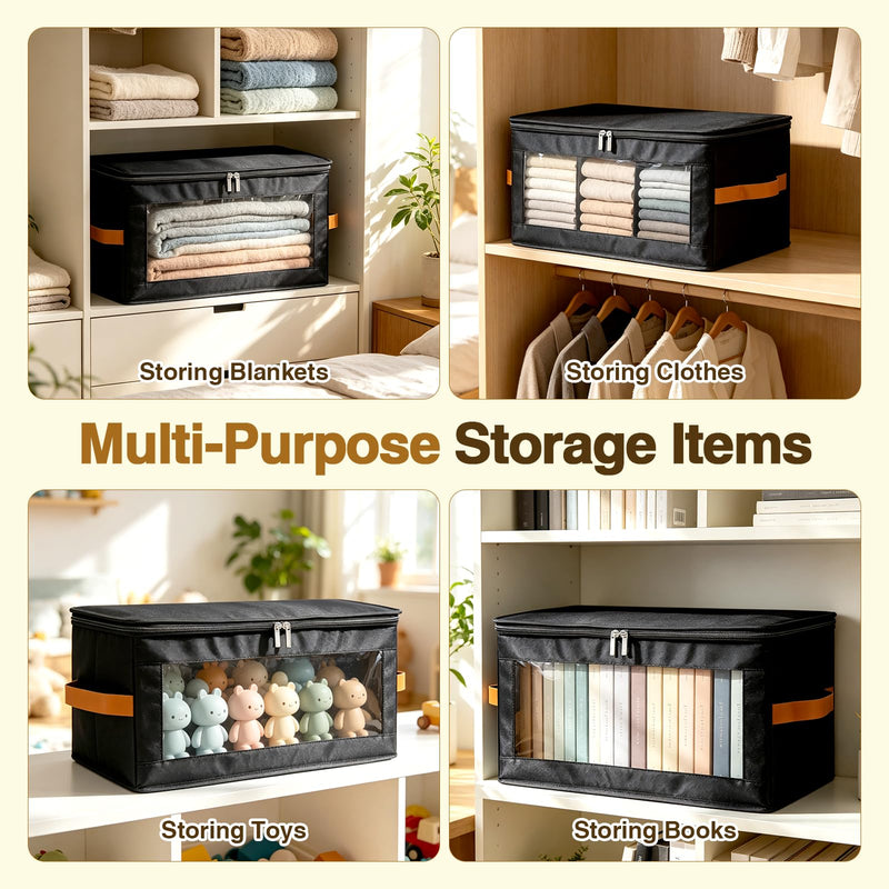 4 Pack Foldable Filament Storage Box, 3D Printer Filament Containers with Transparent Window, Desiccants & Labels, Holds 24 Rolls, Water-Resistant Organizer for Home Office Workshop Studio 4