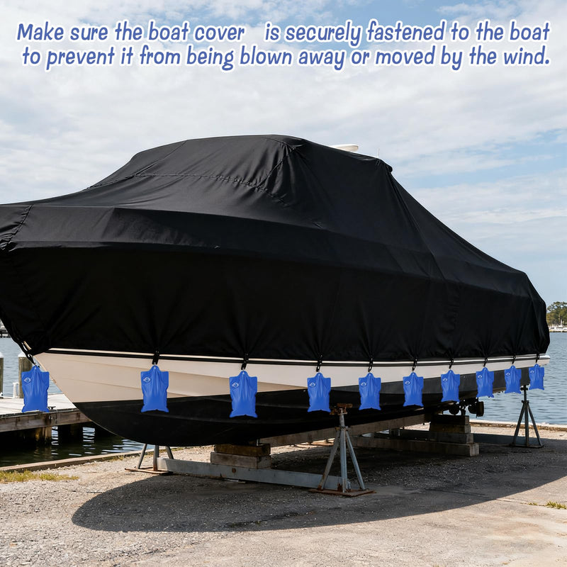 12 Pcs Boat Cover Weights with Holder Clips, Thick PVC Marine Grade Weights Water Bags for Boat Mooring Above Ground Swimming Pool Car RV Cover