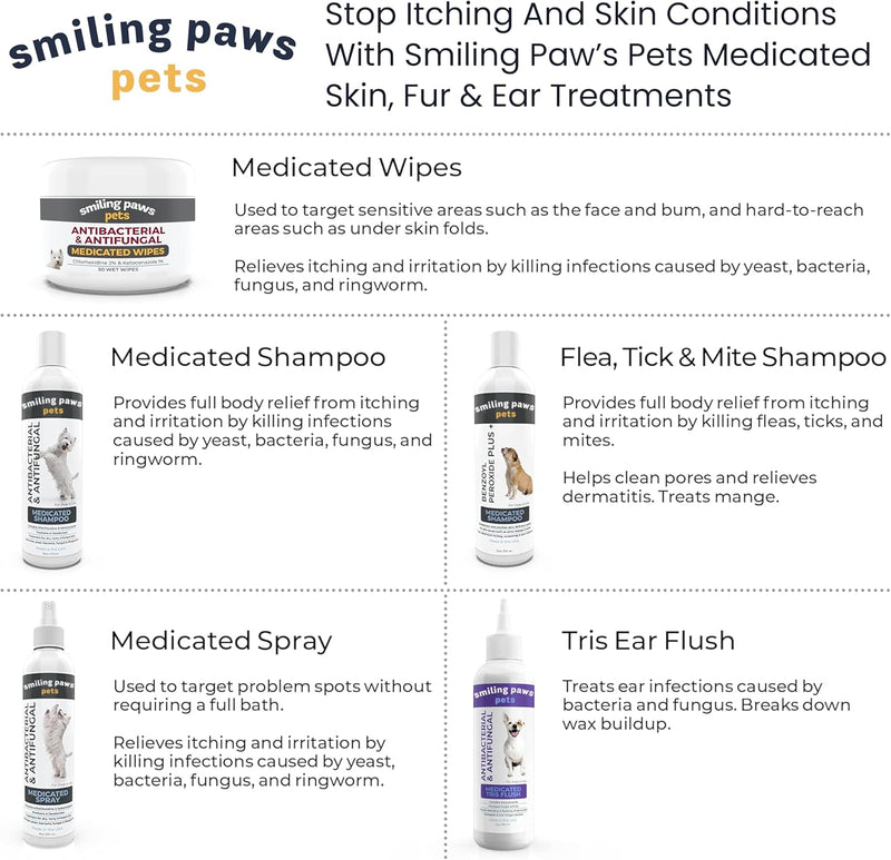 Advanced+ Medicated Antibacterial & Antifungal Wipe For Dogs & Cats – Contains Ketoconazole & Chlorhexidine - Dog Skin Yeast Infection Treatment - For Ringworm, Pyoderma, Bacteria & Fungus. 50 pads 1 x 50 Wipes