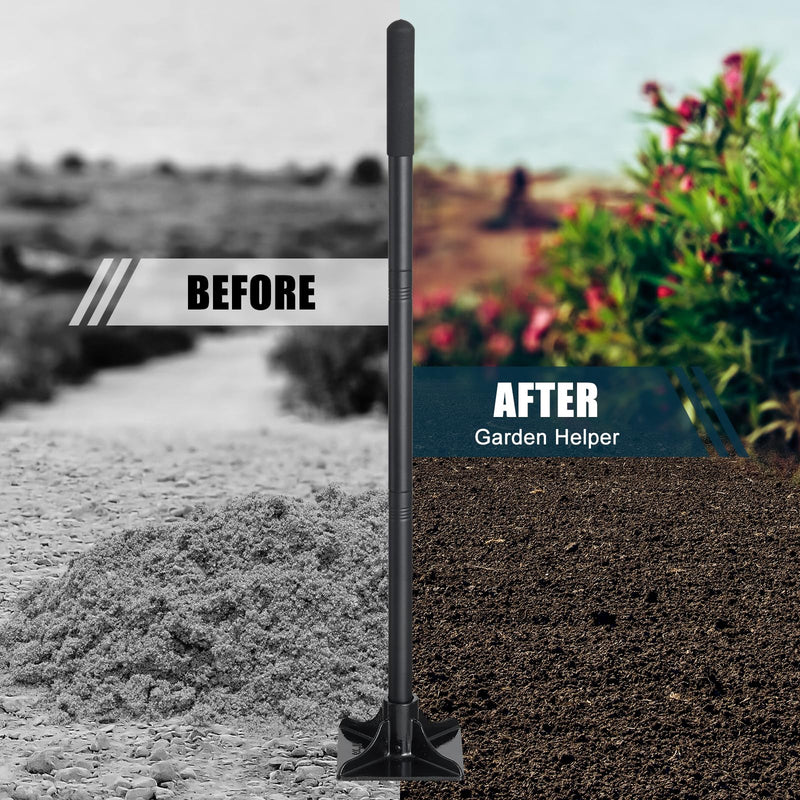 Steel Tamper Tool, Heavy Duty Garden Ground Steel Tamper Tool Kit Long Handle 58 Inch, 8x8” Square Dirt Hand Tamper Landscaping Garden Tools for Leaving Soil, Sand, Gravel, Asphalt, Driveway