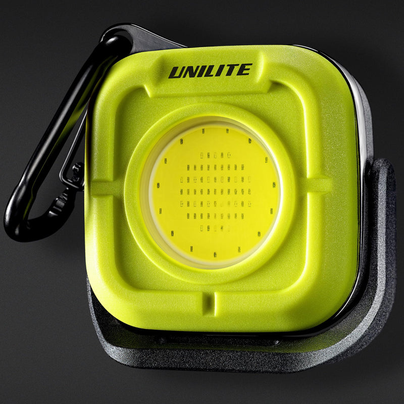 Unilite K-550 Compact Mini Work Light with Carabiner | Type-C Rechargeable | 550 Lumens | White 6500k COB LED | 6 Lighting Modes | 160˚ Rotating Stand with Strong Magnet | IPX6 Waterproof