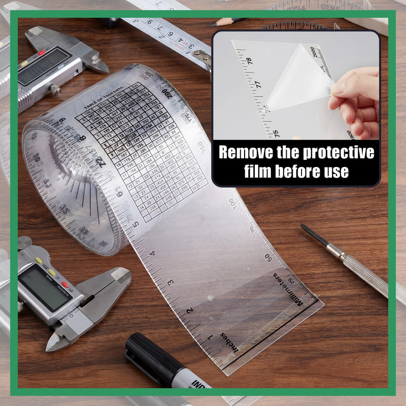 Relaxweex Flexible Pipe Measuring Tool, Pipe Wrap Around Tape Fits up to 24" Diameter Transparent Pipes Cutting Guide and Pipes Measuring Tool with Storage Box for Plumbers and Trades 24 Inch