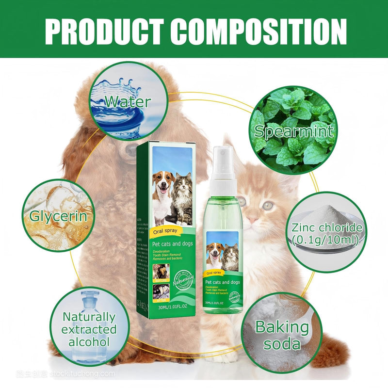 JoanofArc Dog Dental Care Spray - Oral Care Spray for Dogs - Teeth Cleaning Spray - Freshen Breath for Pet Cats and Dogs, Reduce Plaque & Tartar, Support Clean Teeth, No Brushing, 30ml/1.01 Fl Oz