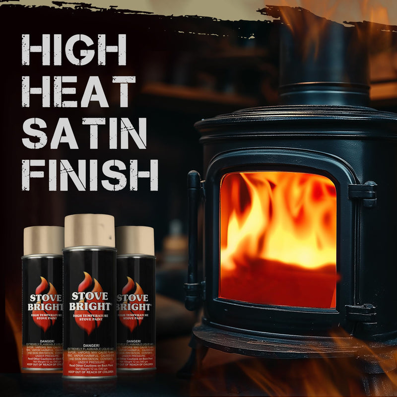 Stove Bright High Temp Spray Paint, Almond 8117, 12 Oz, Satin Finish
