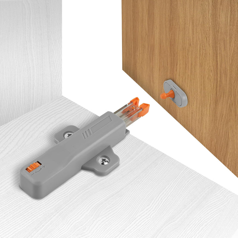 Push to Open Door Latch,2 Pack Non-Magnetic Heavy Duty Push Latch for Hidden Door Push Release Drawer Pull Touch Lock Tip On RV Closet Close Strong Pop Out,Push to Open Cabinet Hardware 2 Gray