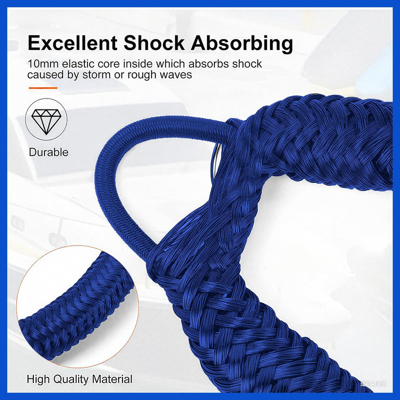 Bungee Dock Lines for Boats 4ft Blue Elastic Boat Bungee Dock Lines 2 Pack for Secure Mooring