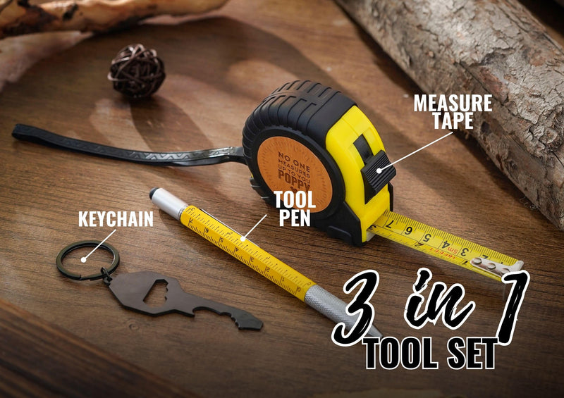 INNObeta Poppy Gifts Tool Set for Grandpa, 16-Foot Easy Read Retractable Tape Measure with Fractions for Father's Day, Birthday, Christmas