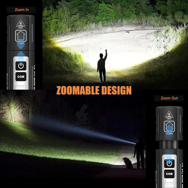 Rechargeable Magnetic Small Flashlights High Lumens - Super Bright Powerful LED Tactical USB C Flashlight, 8 Modes, Dual Button Waterproof Pocket Flash Light for Emergency, Car, Christmas Gifts Black 2