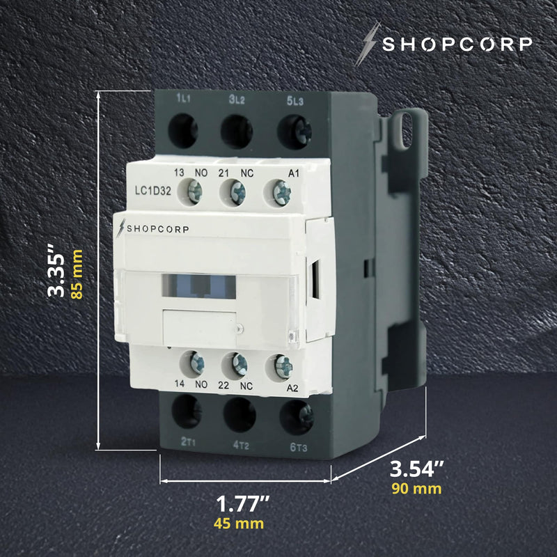 3 Pole contactor 120v Coil 30 Amp Normally Open IEC 660V Switch, Auxiliary 1NO/1NC –110-120VAC Coil, Lighting AC Contactor with Mounting Base for DIN Rail - 1 Pack