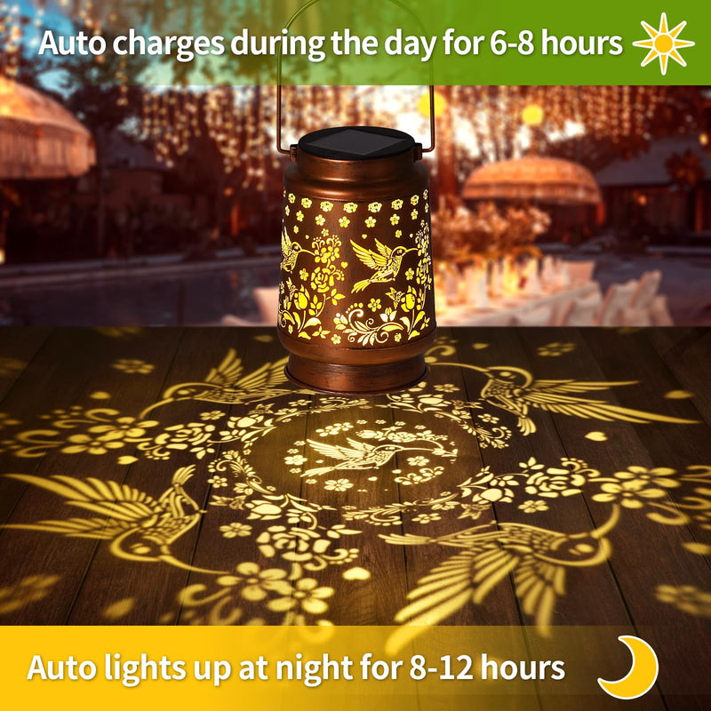 Hummingbird Solar Lanterns Outdoor Waterproof Garden Decor, Metal LED Garden Light,for Yard, Patio, Lawn, Tabletop, Pathway, Landscape,Walkway, Terrace, Balcony as Gifts for Mom Grandma Women… Style_Hummingbird