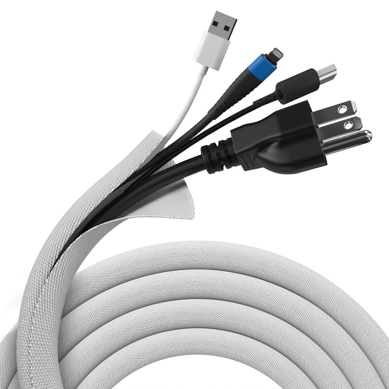 Small Pet Select Heavy Duty Cord Cover - White, 10ft - Ultra Durable Electrical Cable and Wire Protector for Rabbits, Dogs, Cats and Other Pets - Cord Management and Animal Protection
