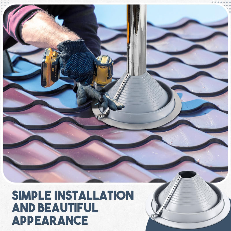 1 Pack #3 Epdm Roof Pipe Flashing Boots 3-1/4" - 10" Pipe Flexible Metal Roof Vent Pipes Flashing, Retrofit Roofs Jack Boot with Aluminum Base for Metal Roofs Repair 1 Pipe Diameter 3-1/4" - 10"