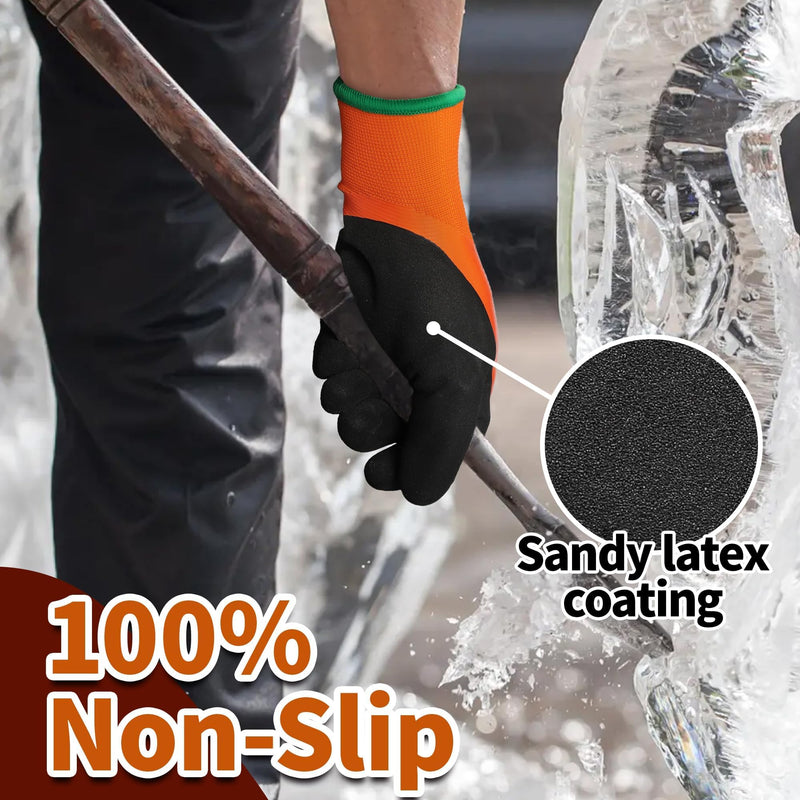 Schwer 2 Pairs FreezeGuard Winter Work Gloves, PFAS Free Waterproof Work Gloves, Freezer Gloves for Outdoor Cold Weather Keep Hands Warm, Waterproof Gloves for Shoveling Snow, Ice Fishing, L Orange Large (Pack of 2)