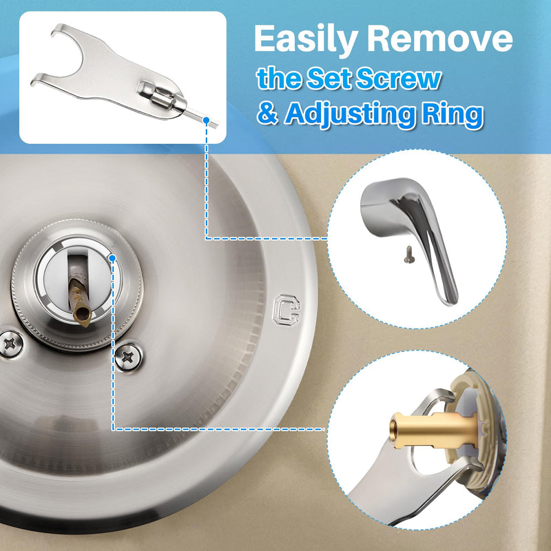 Shower Handle Renovation Repair Trim Kit Compatible with Delta RP54870, Single Function Tub Trim Kit Compatible with Delta 600 Series Shower Valve, Acrylic Handle (Brushed Nickel) Brushed Nickel