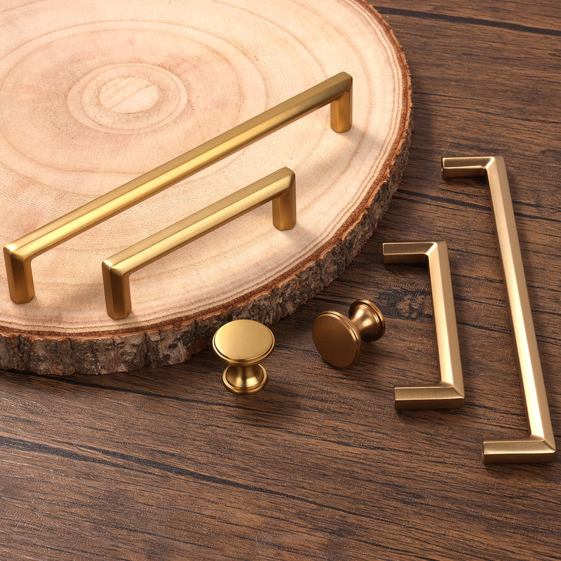 Brushed Gold Zinc Alloy Solid Cabinet Pulls 12-3/5 Inch(320mm) Hole Center,Dresser Cabinet Handles Luxury Cabinet Pull Hardware for Bedroom, Kitchen 6 Pack 2401 12-3/5 In Hole Centers Brushed Gold