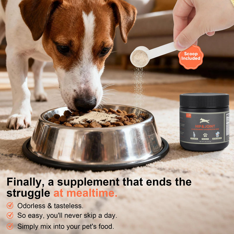 Hip and Joint Supplement Powder for Dogs Glucosamine for Dogs, Dog Arthritis Vitamins for Hip and Joint Pain Relief Contains Glucosamine Chondroitin MSM Vitamin E for All Breeds and Sizes 0.15 KG Beef