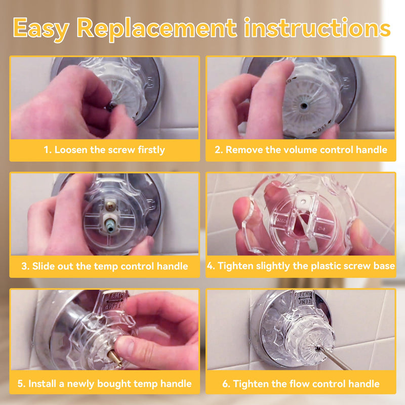 Dreyoo 1 Set Compatible with MXT11 Temperature and Volume Handles Compatible with Mixet Tub and Shower Knob Replacement Shower Volume Control Handle Bathtub Temperature Control (Clear Acrylic) Clear Acrylic