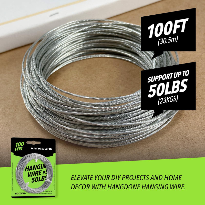 Picture Hanging Wire #5 50lbs 100-Feet, Flexible Steel Wire 16 Gauge for Hang Up Frame/Painting and Mirror