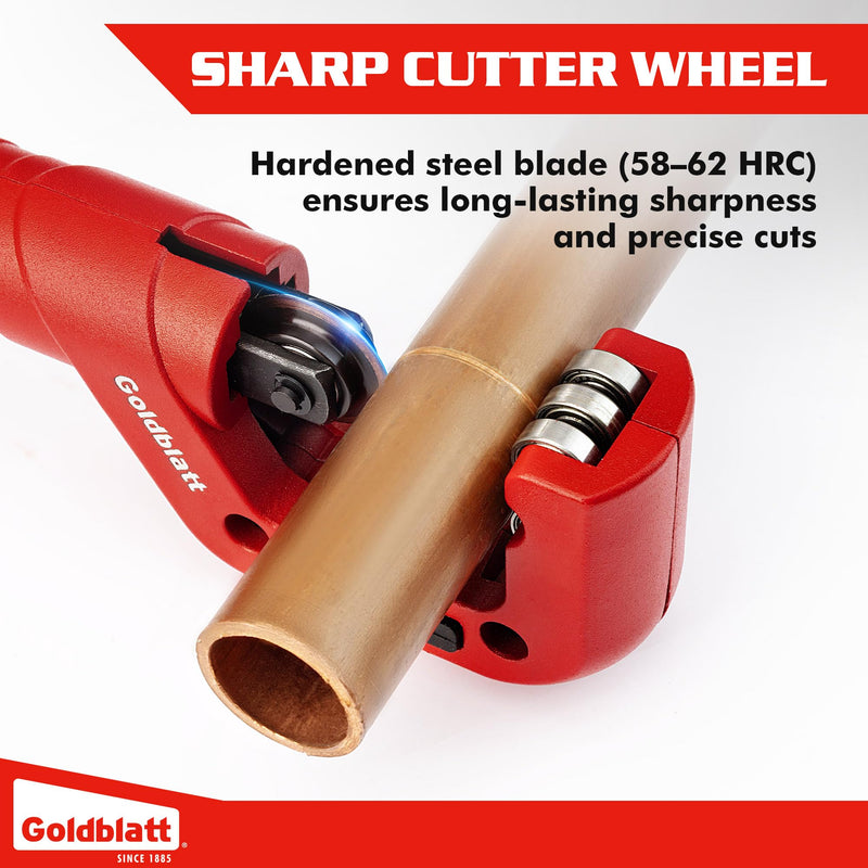 Goldblatt Copper Pipe Cutter, 1/4"-2" Conduit Cutter, CSST Tubing Cutter for Copper, Stainless Steel, Brass, Thin-Wall Aluminum, Smooth Cutting Pipe Cutter Tool for Plumbing, HVAC Work 1/4"-2"