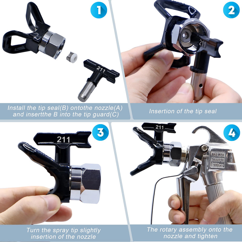 Airless Paint Sprayer Tips Reversible Spray Nozzle Tip Airless Spraying Machine Parts for Fences Garden Car Home 12 Pieces - 109,111,209,211,311,315,411,415,515,517,621,623