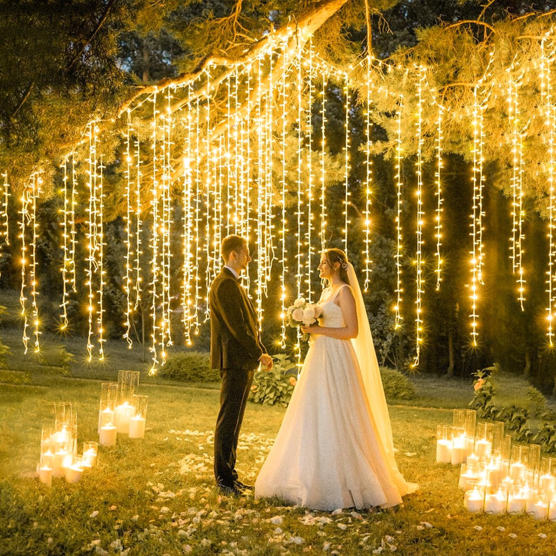 Christmas Lights Outdoor, 66ft 200 LED String Lights Indoor Clear Wire, 8 Modes Warm White Christmas Lights for Outside House, Plug in Waterproof Twinkle Lights for Tree Bedroom Holiday Decorations 200LED