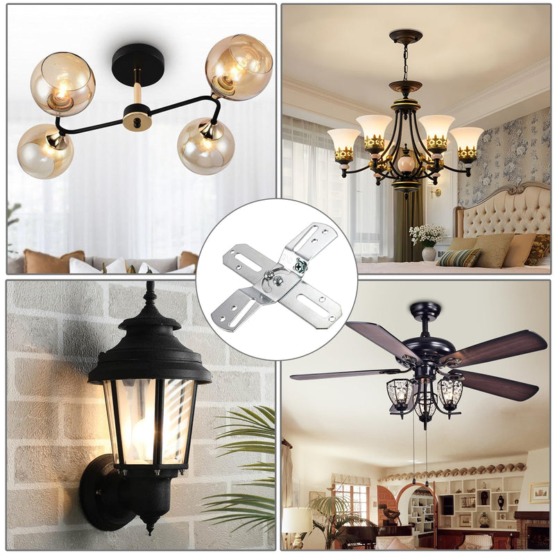 OwnMy 4PCS Rotatable Light Fixture Mounting Brackets Universal Lighting Fixture Crossbars Kit, Close to Ceiling Light Fixture Plates Ceiling Fan Crossbar Mounting Brackets for Pendant Light Chandelier Cross