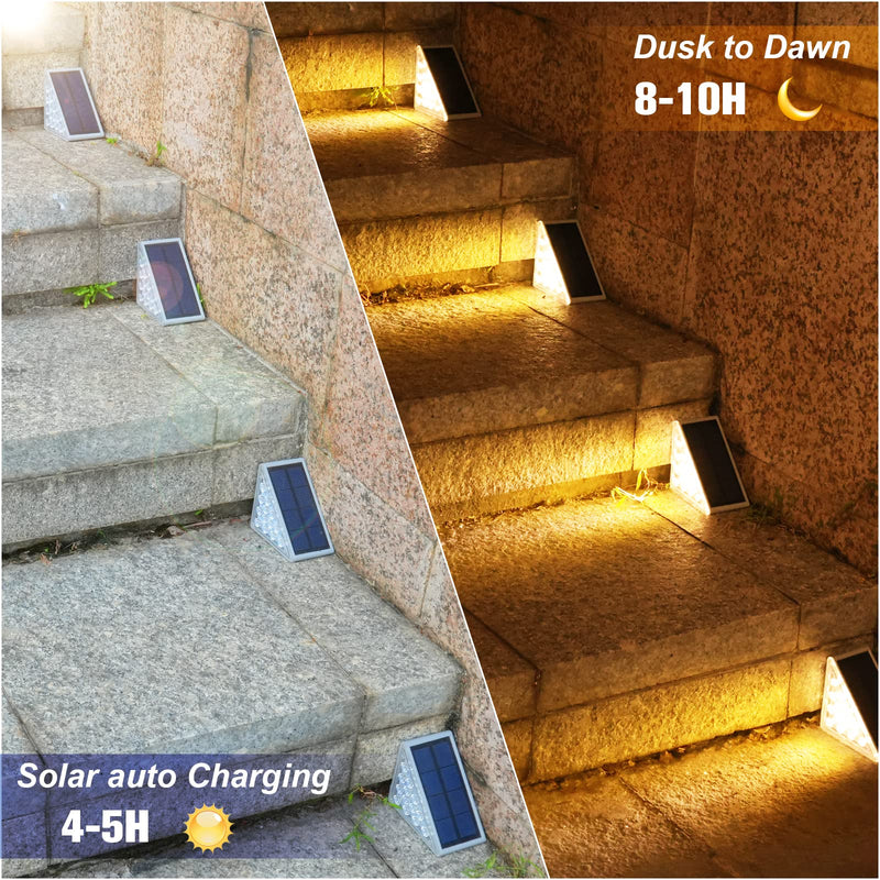 VOLISUN Solar Stair Lights 6 Pack, Solar Step Lights Outdoor Waterproof IP67, LED Outdoor Step Light,Outdoor Light Decor for Garden Stair, Deck, Front Step, Front Porch, and Patio（3000K） Warm White