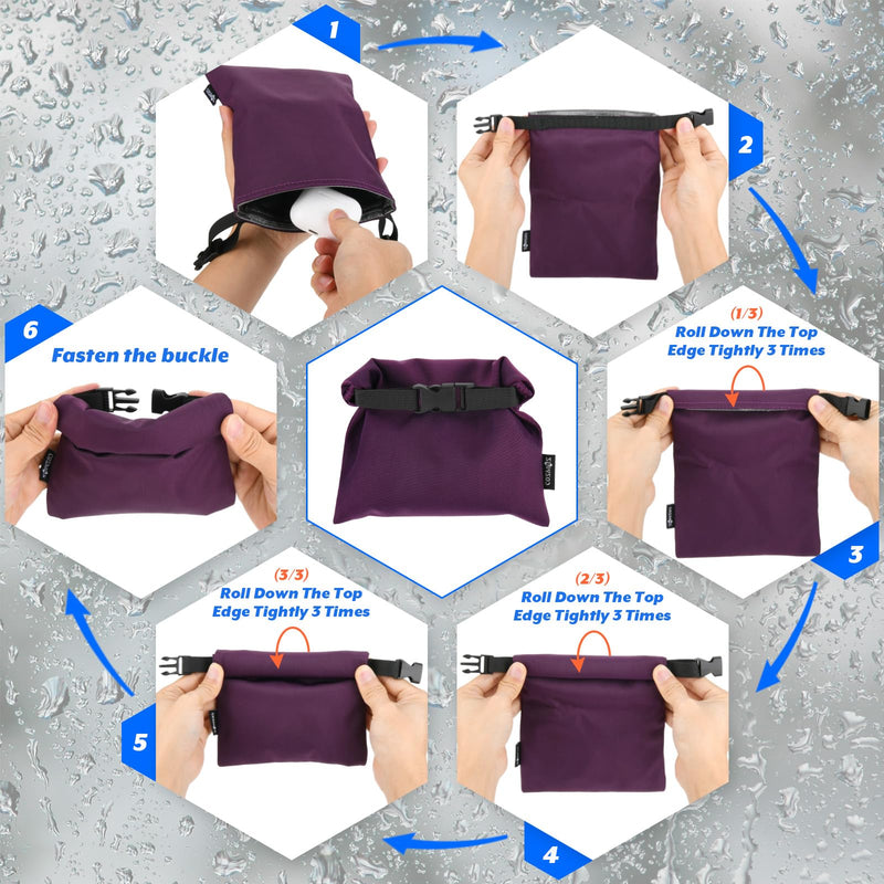 Cosmos 3 Pcs Waterproof Dry Bag, Mini Waterproof Pouch Portable Dry Sacks Small Roll Top Storage Bag for Outdoor Travel Kayaking Boating Camping Hiking (Medium Size - 4 Pcs) Medium Size - 4 Pcs