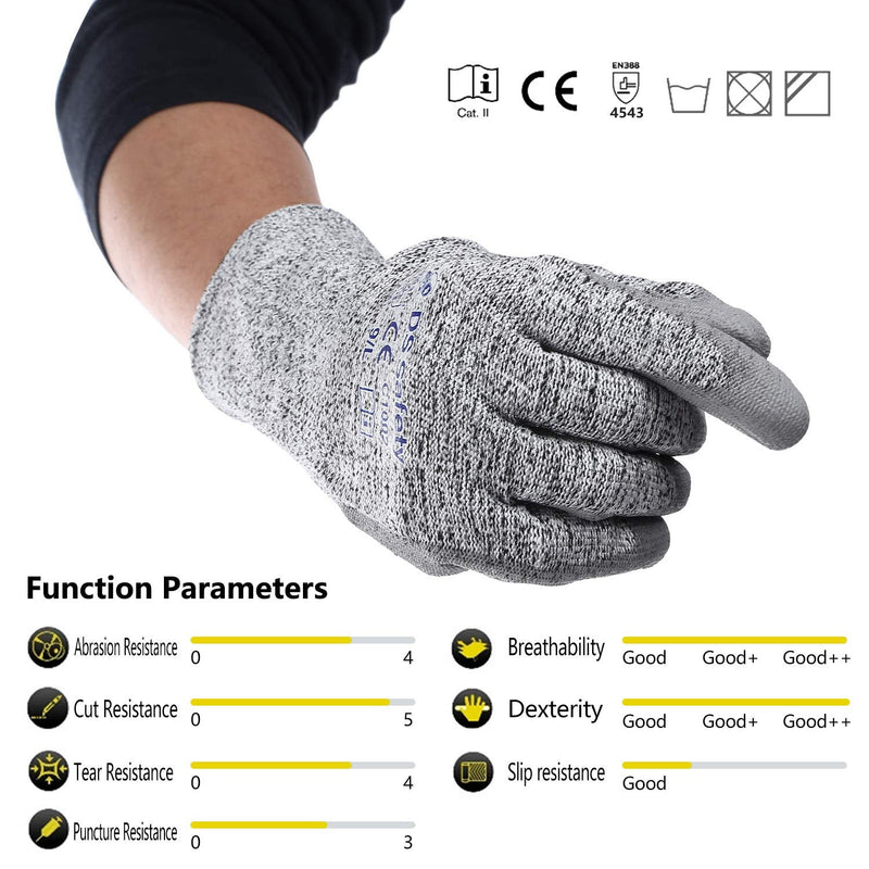 Cut Resistant Gloves with Extreme Lightweight & Thin Level 5 Wire Metal Gloves for Refined Work 12 Pairs Large (Pack of 24) Pu Coating
