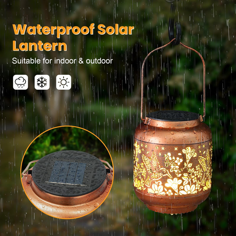 Solar Lantern Solar Lights Outdoor Waterproof Gifts for Women Mom Grandma Hummingbird Christmas Decorations Outside Garden Decor Hanging Solar Lights Metal Led Lantern for Yard, Backyard,Patio,Porch 1