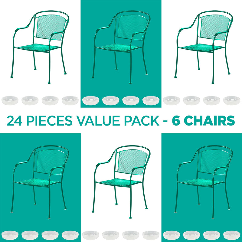 Wrought Iron Patio Furniture Feet Caps (24 Pack, White) - 1.5" Round Plastic Outdoor Chair Leg Caps, Patio Furniture Replacement Feet 24 Gliders