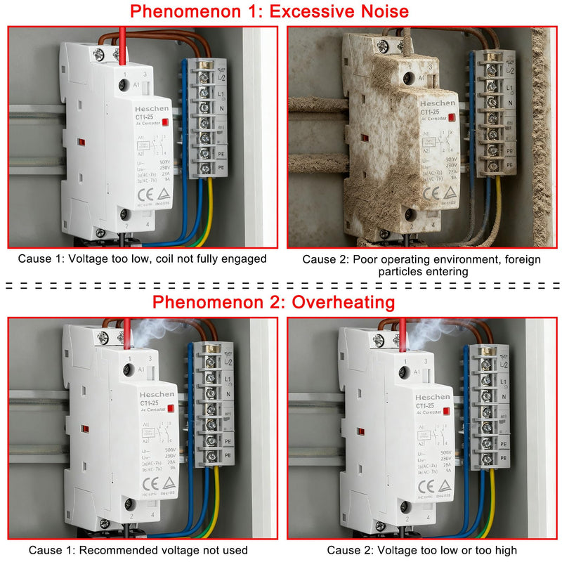 Heschen Household AC Contactor, CT1-16, Ie 16A, 2 Pole, 2 NO, Two Normally Open, 35mm DIN Rail Mount (DC12V Coil Voltage) DC12V Coil Voltage