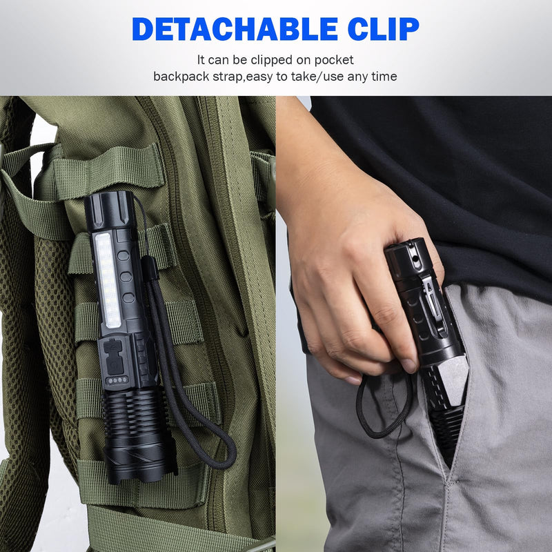 Cinlinso Flashlight High Lumens Rechargeable 2 Pack, 990000 Lumen Super Bright Led Flashlights with 7 Light Modes, IPX6 Waterproof, Powerful Handheld Flash Light for Camping Home Emergencies