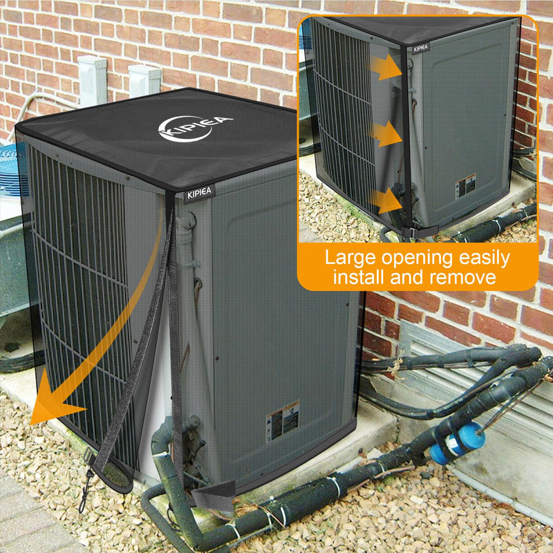 Kipiea 2 in 1 Upgraded Full Mesh Outdoor AC Unit Cover with Detachable 600D Waterproof Top, Air Conditioner Mesh Covers for Outside Units, for All Season (24" W x 24" D x 30" H) 24"W x 24"D x 30"H
