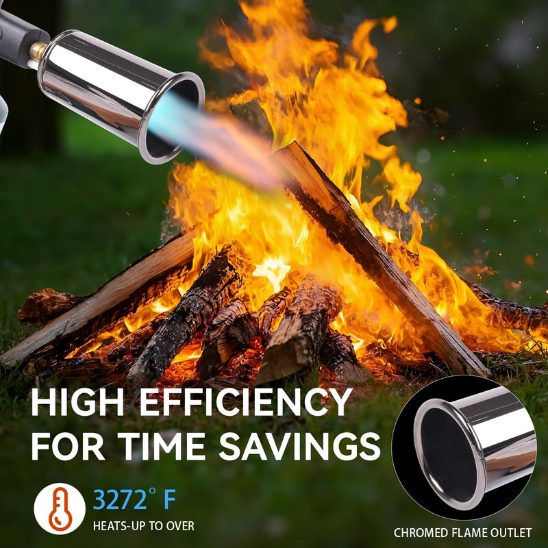 Bluefire 3272℉ Propane Torch, 50mm Wide Nozzle Powerful Grill Gun with Auto Ignition, High-Output Flame Thrower for BBQ, Charcoal, Sous Vide, Steak & Campfire(Tank Not Included)