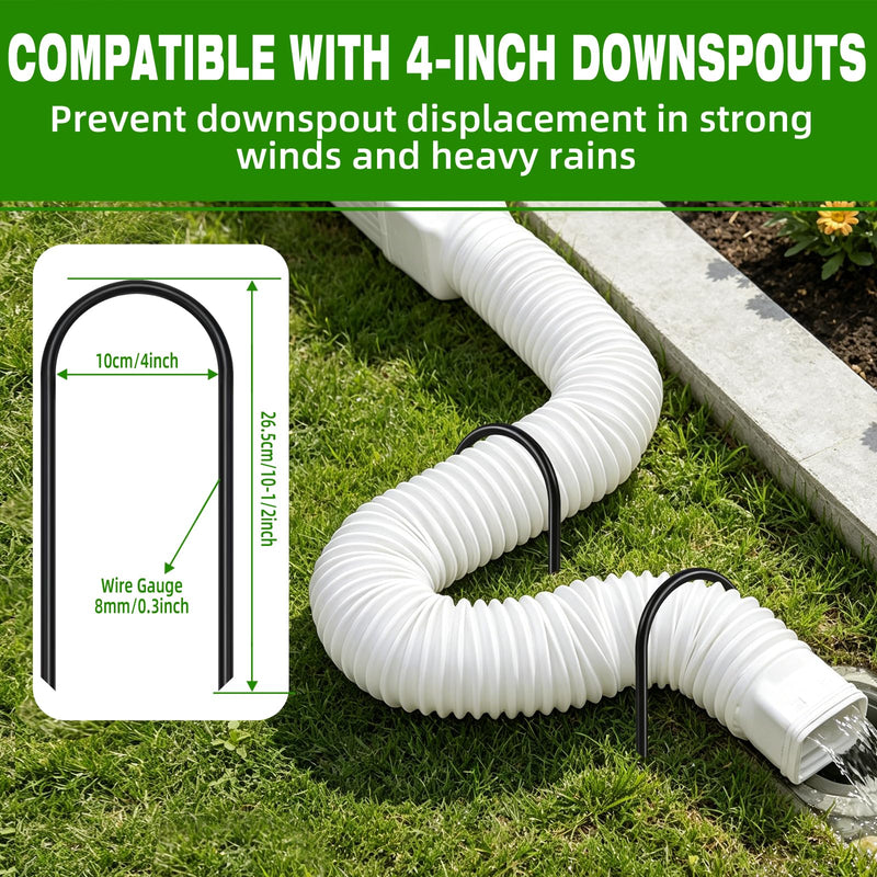 4in U-Shape Downspout Pin, Drill-Free, Wind & Rain Resistant 6pcs | Heavy-duty iron structure, longer lifespan than counterparts, easy installation & reusable, free gloves included 4 inch (100mm) 6pcs 6