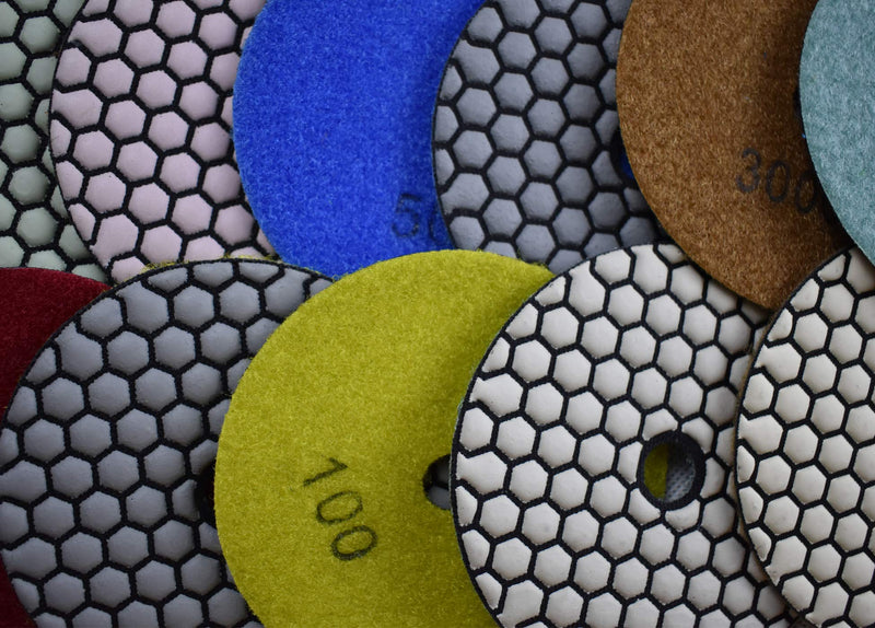7 Pieces of 4 inch Premium Grade Dry Diamond Polishing Pads for Marble Granite Concrete Countertop Glass Engineered Stone