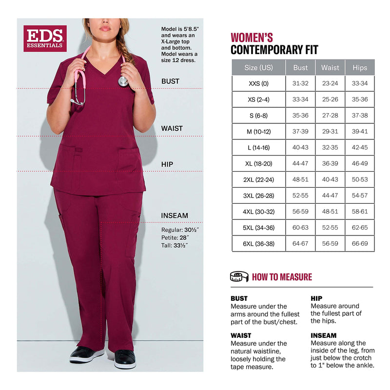 Dickies EDS Essentials Scrubs, V-Neck Womens Tops with Four-Way Stretch and Moisture Wicking DK615 Medium Black