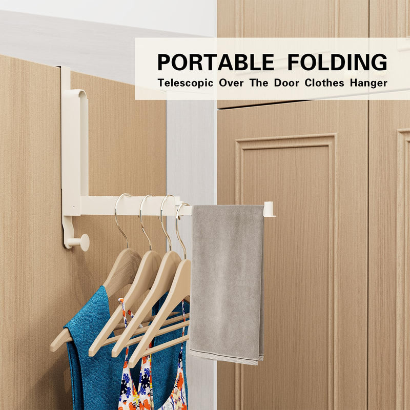 Over The Door Drying Rack, Foldable Portable Over The Door Hooks Hanger with Towel Racks for Coat Clothes Laundry Bathroom Bedroom Travel Hangers (Milky White, 1 Pack) Milky White - NewNest Australia