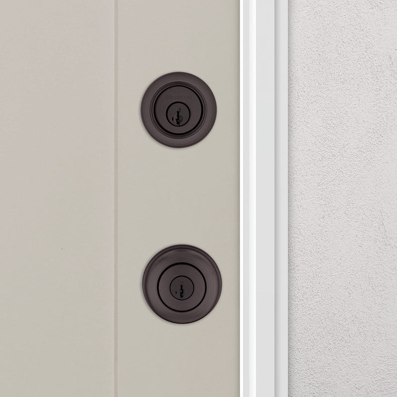 690 Cove Keyed Entry Knob and Single Cylinder Deadbolt Combo Pack featuring SmartKey in Venetian Bronze featuring Microban 1 Pack With SmartKey