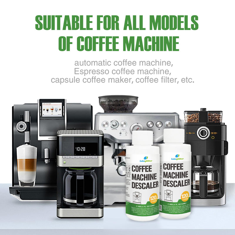 Descaling Solution (2 Pack, 2 Uses Per Bottle) – Coffee Maker Cleaner for Keurig, Nespresso, Delonghi and All Single Use Coffee and Espresso Machines
