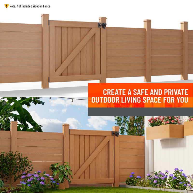 Heavy Duty Self Locking Fence Gate Lock Latch Stainless Steel, Wooden Post Mount Gate Door Latch Matte Black 1Pack