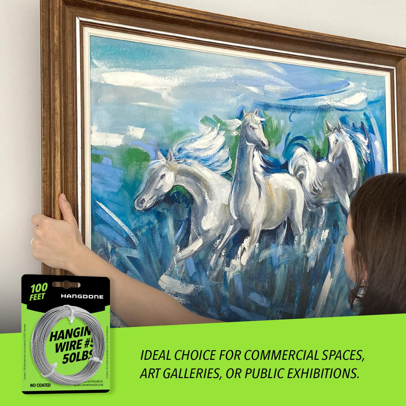 Picture Hanging Wire #5 50lbs 100-Feet, Flexible Steel Wire 16 Gauge for Hang Up Frame/Painting and Mirror