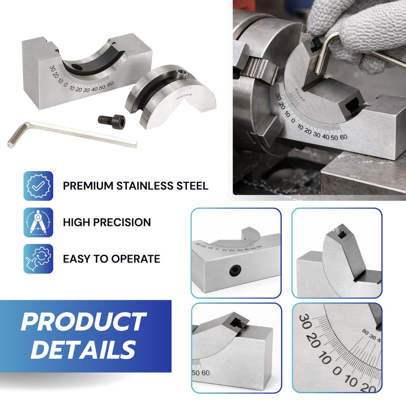 Adjustable Angle V Block Milling Gauge Set, Stainless Steel Micro High Precision Setup with Wrench, 0–60° AP25 for Lathe Machinist Tool, Magnetic Machining Clamp Finder