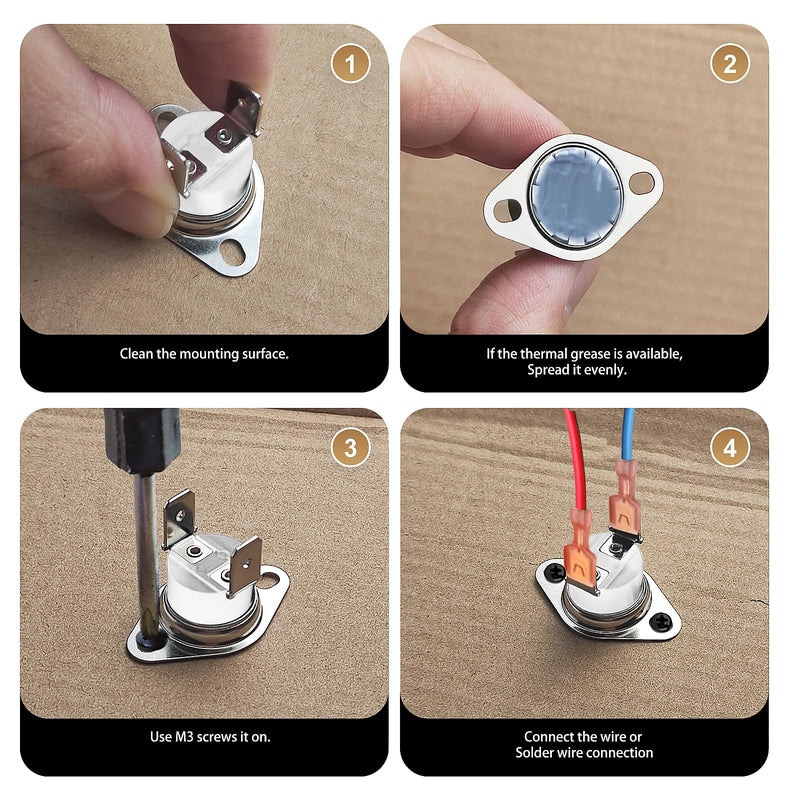 UL/CUL KSD301 Thermostat 125V 16A Thermal Shutoff Switch,160°C/320°F Off and 140°C/284°F On Bimetal Thermal Fuse,Normally Closed N.C Auto Reset Thermostatic Switch Oven Heating Element,2pcs 160°C/320°F